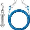 Dog Tie Out Cable, 30FT Heavy Duty Dog Leash with Shock Spring, Up to 250lbs, Blue, Steel, 30 feet
