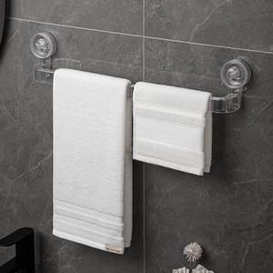 NEELEEN Suction Cup Towel bar  21 Inch Removable No Drill Suction Towel Bar with Strong Suction & Reusable Adhesive Suction Towel Rack for Shower Bathroom Kitchen  Clear