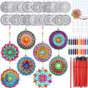 Yousoontic 40 Sets Mandala Suncatchers Kits DIY Window Paint Art Suncatchers Mandala Flower Craft Kits for Classroom Art Craft Summer Sun catchers for Party Favors