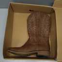 IUV Cowboy Boots For Women Square Toe Wide Western Boots Mid Calf Cowgirl Boots Pull On Embroidered Brown Cowboy Boots 7