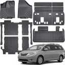 Compatible with Toyota Sienna 2013-2020 (Only 8 Seats) Floor Mats & Cargo Liner with Backrest Mat,All Weather Protection TPE, Anti-Slip Floor Liner Fit for Toyota Sienna 8 Seats 2013-2020 Accessories