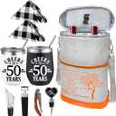 50th Anniversary Wine Cooler Bag Gift for Couples Valentines Day, 50th Anniversary Wedding Gifts for Parents, Friend Her Him, 50 Years Mr. & Mrs Insulated Wine Cooler Tote Tumbler and Wine Accessories