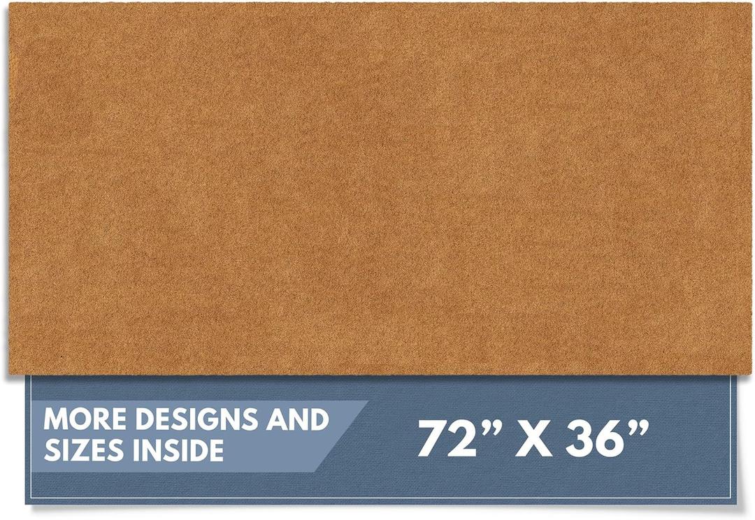 Barnyard Designs Natural Coco Coir Heavy Duty Backing Doormat - Large Cute Non-Slip Front Door Welcome Mat for Outside Entrance or Porch Entry, Brown (36x72, Plain Brown), Size: 3' x 6' (Rectangular)