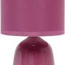 Simple Designs LT1134-MVE 10.04" Tall Traditional Ceramic Thimble Base Bedside Table Desk Lamp w Matching Fabric Shade for Home Decor, Nightstand, Bedroom, Living Room, Entryway, Office, Mauve