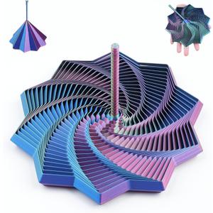 4 x 2026 New 3D Printed Expanded Sensory Fidget Star, Shaped Fidget Tools for Desktop Decompression, Stress Relief Whirling Spiral (Blue - Green - Purple)