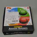 Set of 4 Trivia Game Buzzers with Lights & Sound, Family Feud & Jeopardy Quiz Buttons for Classroom, Party Games, Red/Blue/Yellow/Green
