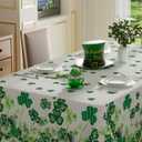 XCHI Watercolor Green Shamrocks Clovers St. Patrick's Day Tablecloth Rectangle Table Cloth Washable Table Covers for Indoor Dining Home Party Decorations 60x120 Inch