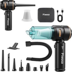 Handheld Vacuum Cordless, Car Vacuum Cleaner with Brushless Motor, Strong Suction Vacuum & Compressed Air Dusters with LED Light, Wireless Mini Portable Hand Vacuum Blower for Home, Pet (Black)