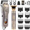 Professional Hair Clipper Set Men's Cordless Hair Clipper T-Shaped Blade Beard Trimmer Sideburn Trimmer Electric Hair Clippers Rechargeable Professional Hair Trimmer Set (Antique Bronze)