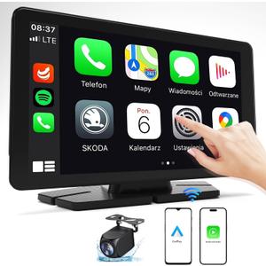 Wireless Carplay Screen, 7" HD Touchscreen Portable Car Stereofor Car with Apple CarPlay & Android Auto, Backup Camera/Siri/Bluetooth WiFi/GPS Navigation/AUX for All Vehicles
