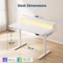 Klicelor Electric Standing Desk with Shelf, 48 Inch Height Adjustable Desk with Power Outlets & LED, Sit Stand Up Table with Monitor Stand, Computer Workstation for Home Office, White, 48 x 24 Inch with shelf, led and power strips