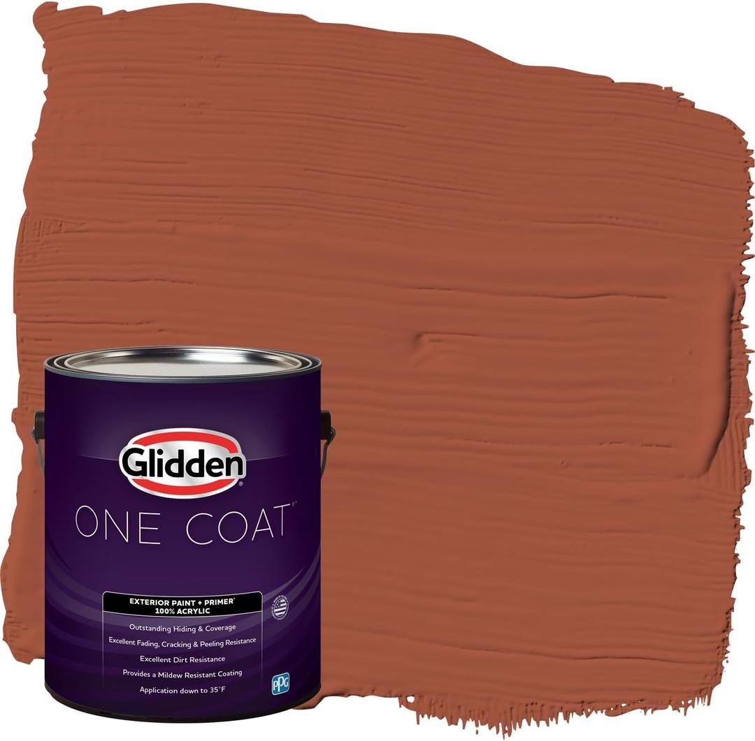 Glidden Exterior Paint + Primer: Red/Ancient Copper, One Coat, Flat, 1-Gallon