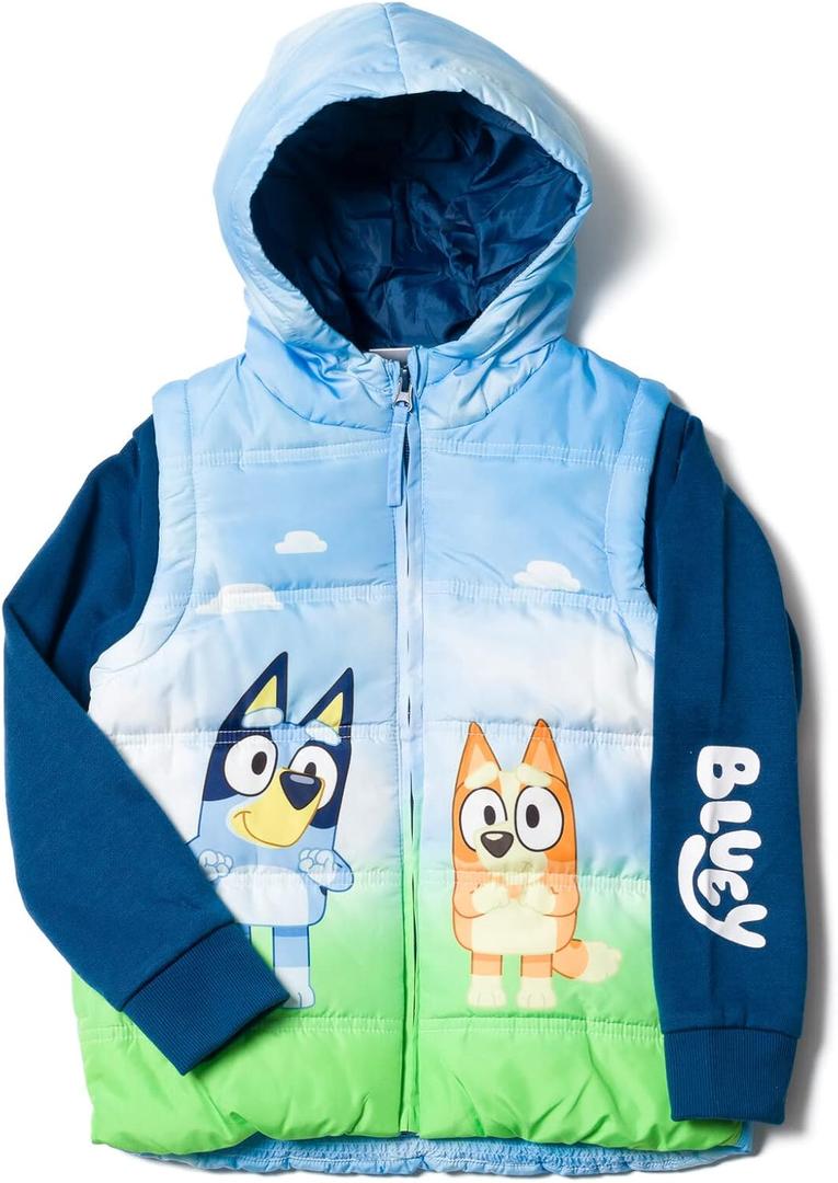 Bluey Bingo Zip Up Vest 2fer Jacket Toddler to Little Kid (2T)