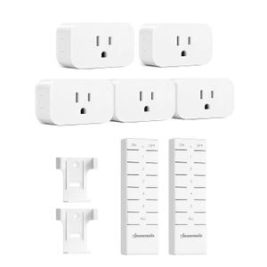 DEWENWILS Remote Control Outlet with All On/Off Button, Indoor Remote Outlet Switch for Lights, Lamps, Fan, 2 Mountable Brackets, 15A/1875W, 100FT, 2 Remote and 5 Outlets