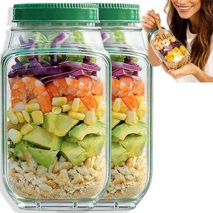 TOPMELON The Original Salad Pod, Portable Salad Jar, Salad Container Side Open with Lid, Suitable for Work, Outdoor, Travel ( 2 Pcs)