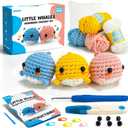 Beginner Crochet Kit, Crochet Kits for Kids and Adults, 3PCS Crochet Animal Kit for Beginners Include Videos Tutorials, Yarn, Eyes, Stuffing, Crochet Hook - Boys and Girls Birthdays Gift