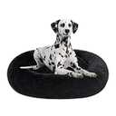 Coohom Oval Calming Donut Cuddler Dog Bed, Shag Faux Fur Cat Bed Washable Round Pillow Pet Bed(30"/ 36") for Small Medium Dogs (XXL(43"x34"x8"), Dark Grey)