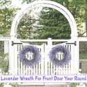 Summer Lavender Door Wreath, 20Inch Summer Front Door Wreath, All Seasons Wreaths Purple Artificial Lavender Wreaths for Outdoor Outside Indoor Wall Window Home Rustic Farmhouse Decorations