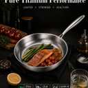 Titanium Pan for Cooking - Titanium Alloy, No Coating Titanium Cookware Frying Pan Hammered Pans Safe Durable Scratch-Resistant Compatible with All Cooktops (10.23in)
