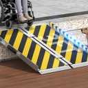 3 FT Portable Wheelchair Ramp, 600LBS Capacity Foldable Aluminum Handicap Ramps with Handle, Ramps for Wheel Chairs for Home Steps, Doorway, Threshold, Front Porch, Entry (Yellow-Black, 3FT)