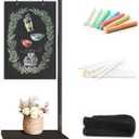 TOWON 19 x 43 Inch Giant Floor-Standing Chalkboard Signs, Hanging Metal Sidewalk Sign with Base, Pedestal Chalkboard Easel for caf, Bar, Bistro, Florist, Wedding Outdoor, Portable and Double-Sided