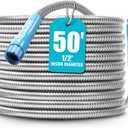 Aqua Joe AJSGH50 Stainless-Steel Garden Hose, Kink-Free Hose, 300 PSI Max, 50 Feet Long