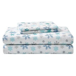 Eddie Bauer - Flannel Sheets Twin Size, Anti-Pilling & Wrinkle Resistant Cotton, Touchably Soft for All-Season Comfort - Bed Sheets with Matching Pillowcase & Fitted Sheet (Tossed Snowflake Blue)