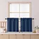 Chyhomenyc Navy Blue Kitchen Curtains 24 Inch Length, Light Filtering Faux Linen Slub Textured Small Half Window Cafe Curtain, Short Curtains for Cabinet Bathroom Basement RV Camper, 30Wx24L, 2PCS