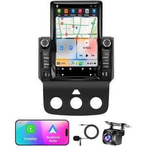 9.7 inch Car Radio Stereo for Dodge Ram 1500 2500 3500 2013 2014 2015 2016 2017 2018, 2GB +32GB, with Wireless & Wired Carplay,Built-in GPS WiFi DSP Camera MIC (Only fit Manual AC) (4+64G)