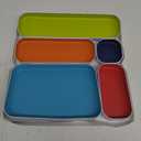 Three by Three Seattle 5 Piece Shallow Metal Organizer Tray Set for Storing Makeup, Stationery, Utensils, and More in Office Desk, Kitchen and Bathroom Drawers (1 Inch, Assorted Colors)