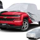 Kayme 6 Layers Truck Cover Waterproof All Weather, Heavy Duty Outdoor Pickup Cover Sun Uv Rain Protection, Universal Fit (Length Up to 250 inch) XXL (Aluminum-Silver)