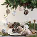 12 Pcs Neutral Textured Christmas Ball Ornaments 3.15 Inch Rustic Boho Brown Taupe Nude Ivory Xmas Bulbs Farmhouse Distressed Xmas Baubles Vintage Antique Modern Christmas Decor for Tree