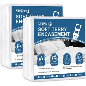 Zippered Mattress Protector 1 Pack with Ultra Soft Terry Surface, 6-Side Waterproof Mattress Encasement, Durable Zipper, Noiseless, for Standard Queen Size Mattress 60'' X 80''(10-14 in.H)