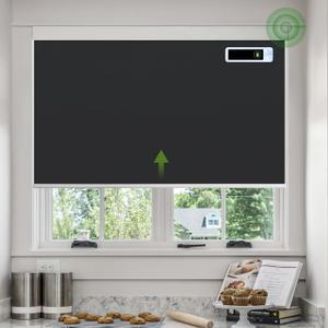 Persianas motorizadas con control remoto, persianas automticas opacas de enfriamiento con panel solar, persianas inteligentes inalmbricas para ventanas, persianas elctricas personalizadas, (Rc-negro-recargable)