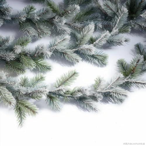 Snow Pine Garland Flocked Christmas Garland for Staircase Snowy Christmas Decorations Long Branches Pine Garland with Snow