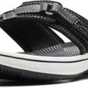 Clarks Women's Breeze Sea Flip-Flop, Black Synthetic, 6