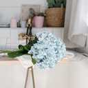 Kisflower Blue Hydrangea Artificial Flowers 6pcs Faux Hydrangea Flowers, Fake Flowers for Table Centerpiece, Blue Silk Hydrangea Flowers with Stems for Home Wedding Party Decor