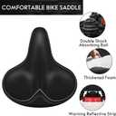 Oversized Bike Seat, Wide Bicycle Seat for Women Men Comfort, Universal Waterproof Bike Saddle Replacement with Safety Reflective Strip for Peloton, Exercise Bikes, Cruiser, City Bikes