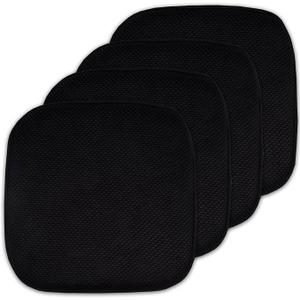 Sweet Home Collection Cushion Memory Foam Chair Pads Honeycomb Nonslip Back Seat Cover 16" x 16" , Black 4 Pack