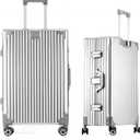 HotWay 28 Inch All Aluminum Checked In Luggage, Hard Shell Suitcase with Spinner Wheels and TSA Lock, Large Suitcase for Business Travel