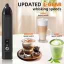 Rechargeable Milk Frother Handheld, 3 Speeds Electric Coffee Mixer Wand with Stainless Steel Whisk for Hot Chocolate, Eggs, Latte, Cappuccino (Black)