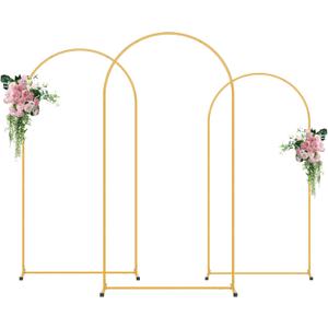 3 Pack Metal Arch Backdrop Stand (7.2FT/6.6FT/6FT), Backdrop Arch Stands, Decoration Wedding Arch Stand, Gold Balloon Arch Stand for Party Back Drop, Arch Stand-6+6.6+7.2 FT, Arch Stand-6+6.6+7.2 FT