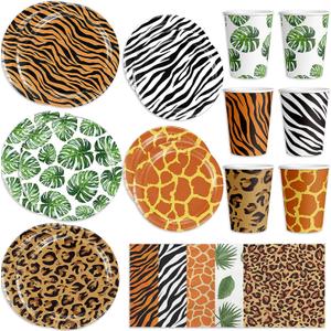 150 Pcs Jungle Animals Party Supplies - Plates, Napkins, Cups for Safari Party Favors (Serve 50)