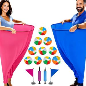 Granny Pants Yard Game for Adults (40 in * 31.5 in),2Pcs Granny Pants Outdoor Games with 10 Bouncy Balls,2 Pumps & Flags, Granny Pants Game for Family Carnival Party Reunion Gathering(Large)