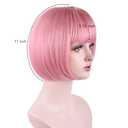 REECHO 11" Short Bob Wig with bangs Cosplay Synthetic Hair for White Black Women Color: Princess Pink