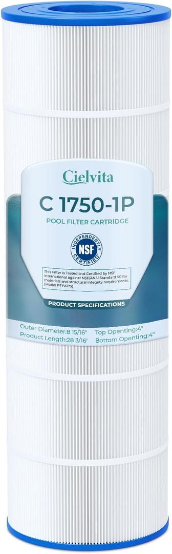 Cielvita C1750 4 oz Media Pool Filter Cartridge Replacement for Hayward C1750, C17502, C17502S, Replaces Hayward CX1750RE, Pleatco PA175, Unicel C-8417, FC-1294, NSF/ANSI 50 Certified, 175 sq.ft