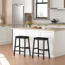 HOOBRO Bar Stools, Set of 2 Bar Chairs, Counter Height Bar Stools, 24 Inch Barstools for Kitchen Counter, PU Upholstered Kitchen Stools, for Kitchen, Bar, Dining Room, Black BB01MD01