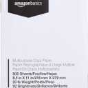 Amazon Basics Multipurpose Copy Printer Paper, 8.5 x 11 inches, 20 lb, 1 Ream, 500 Sheets, 92 Bright, White