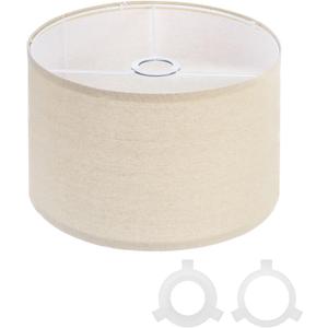 PATIKIL Drum Lamp Shades for Table Lamps 12"x12"x8" Linen Lampshade Easy Assembly Lamp Shade with E27 to E26/E14 Adapters for Floor Lamps Bedside Lamps Pendant Lights, Cream (1.65" Spider)