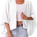 GRECERELLE Women's Summer Lightweight Cardigan Open Front Casual Loose Cropped Kimono Oversized Cover Ups, XL
